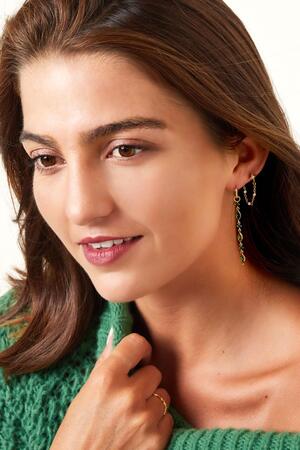 Earrings with chain star - Sparkle collection Gold Copper h5 Picture3